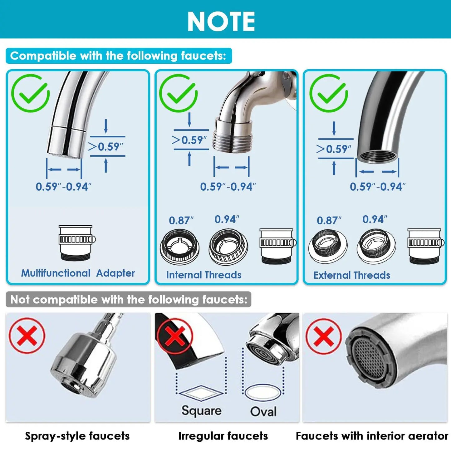 HOMEFISH Faucet Water Filter | Stainless Steel | NSF Certified | Reduces Lead & Chlorine