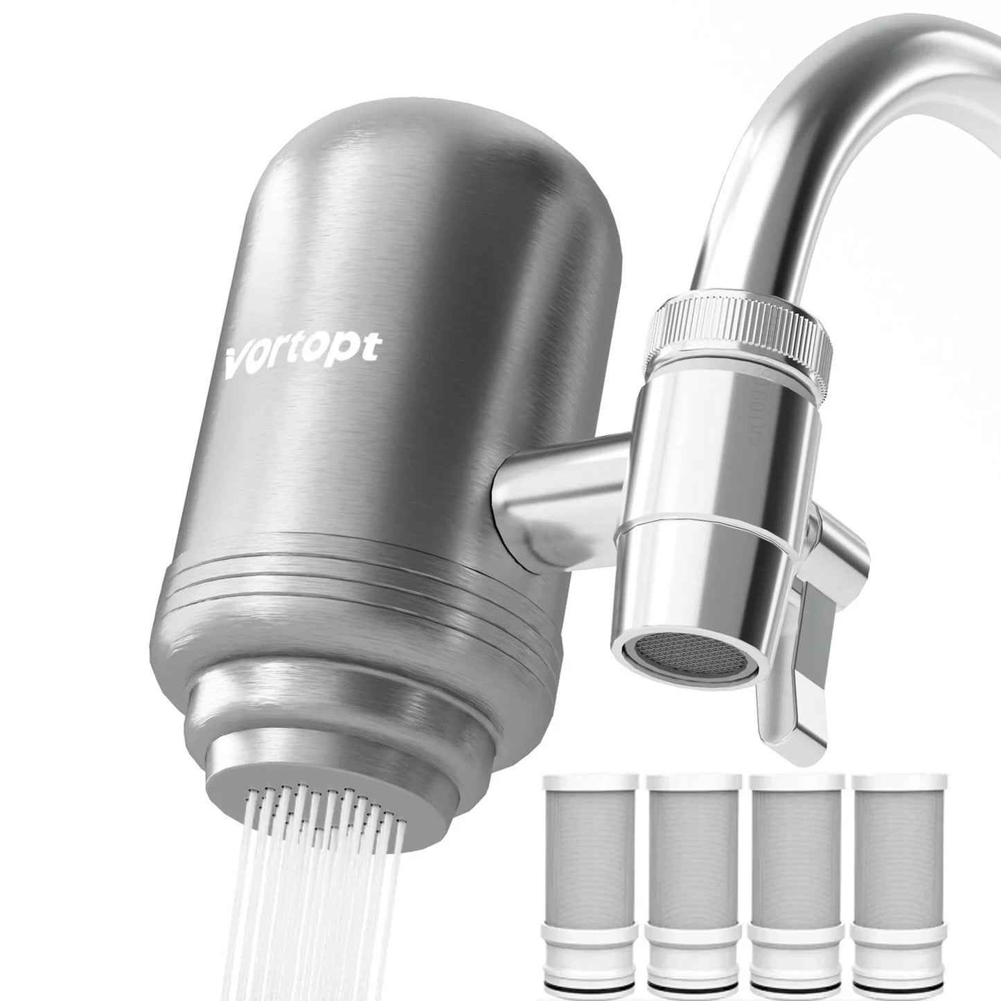 HOMEFISH Faucet Water Filter | Stainless Steel | NSF Certified | Reduces Lead & Chlorine