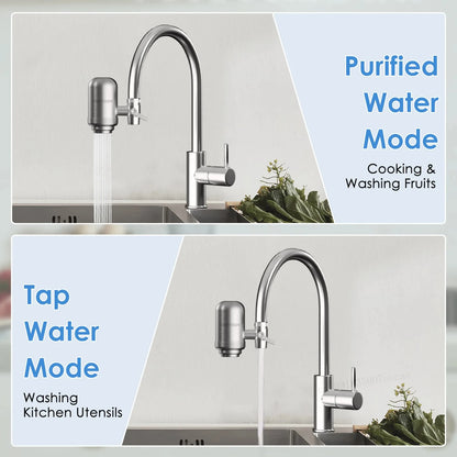 HOMEFISH Faucet Water Filter | Stainless Steel | NSF Certified | Reduces Lead & Chlorine
