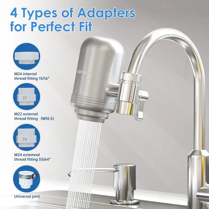HOMEFISH Faucet Water Filter | Stainless Steel | NSF Certified | Reduces Lead & Chlorine