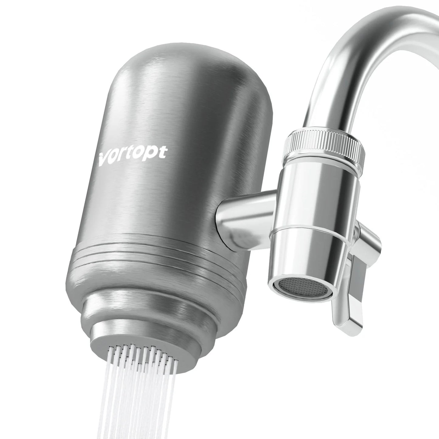 HOMEFISH Faucet Water Filter | Stainless Steel | NSF Certified | Reduces Lead & Chlorine